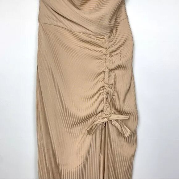 NWT NBD Davis Gown Sleeveless Slit Cowl Neck Maxi Dress Nude Small - Picture 9 of 12